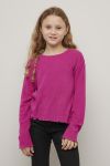 Ribbestrikket genser cropped Mira Fuksia
