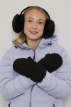 Votter i teddyfleece Sort.