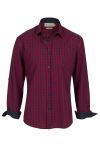 Denim & Casual Langdon langermet skjorte slim fit burgunder