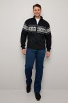 Denim & Casual Matthew Strikkejakke med fleecefòr blå