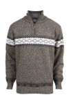 Denim & Casual Henry Strikkegenser med fleecefòr grå