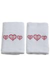 Juleglede julehåndkle 40x60cm med hjerter 2pk hvit