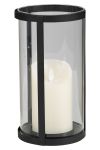 Glasslykt med ledlys 23cm sort