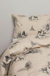 Sov Godt Hjortevik flanell sengesett beige-sort