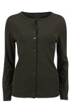 Super cardigan i 80% merinoull med knapper i samme farge. mosegrønn