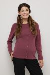 Super cardigan i 80% merinoull med knapper i samme farge. rododendron.