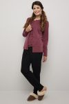 Super cardigan i 80% merinoull med knapper i samme farge. rododendron.