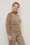 Jacquard polo med glidelås Beige