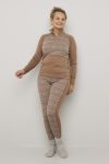 Jacquard polo med glidelås Beige