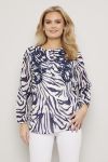 Marina Bluse Marine m/mønster