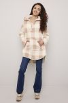 Oversize Hoodie Teddy Fleece Beige-hvit rutete