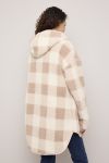 Oversize Hoodie Teddy Fleece Beige-hvit rutete
