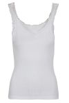Basic singlet med blondekant hvit