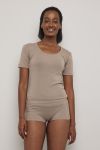 T-skjorte i merinoull/silke Beige