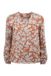 Lifetime Quinn satengbluse med v-hals og blomsterprint rust
