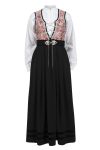 Norsk Festdrakt festdrakt med skjorte, belte og lenke i metall rosa-sort