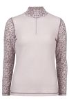 Eva Dahlia trøye med ziphals og print på erme pudder