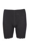 Eva Flora Shorts i merinoull med blondekant sort