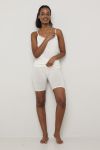 Flora Singlet i merinoull med blondekant Offwhite