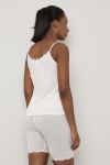 Flora Singlet i merinoull med blondekant Offwhite
