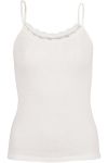 Eva Flora Singlet i ull med smale stropper og blondekant offwhite