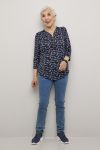 Britney - shirt med zip marine blomstret.