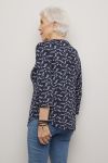 Britney - shirt med zip marine blomstret.