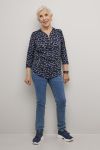 Britney - shirt med zip marine blomstret.