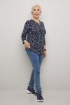 Britney - shirt med zip marine blomstret.