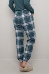 Pyjamasbukse i flanell petrol.