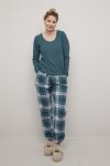 Pyjamasbukse i flanell petrol.