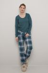 Pyjamasbukse i flanell petrol.