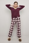 Pyjamasbukse i flanell burgunder.