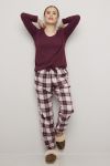 Pyjamasbukse i flanell burgunder.