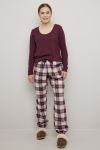 Pyjamasbukse i flanell burgunder.
