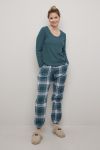 Pyjamasbukse i flanell petrol.