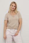 Nightwear Pyjamastopp med korte ermer Alice beigemelert..