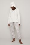 Fleecejakke med hette Offwhite..