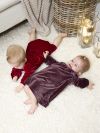 Babykjole i stretchvelour Rød