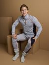 Ulltrøye med half-zip Gråmelert-marine