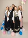 Skjorte festdrakt lin med broderi Anna Hvit-grønn