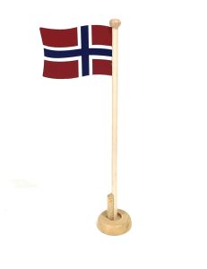 Bordflagg i tre 33 cm, m/ malt treflagg