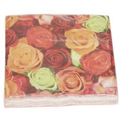Serviett orange  roses 20pk Original.