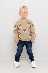 Strikkegenser med rev Beige