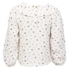 Bluse blomstret i musselin Krem