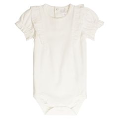 Kortermet body med broderi anglaise 