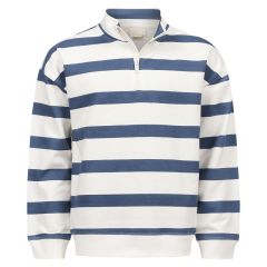Genser med striper og zip Offwhite