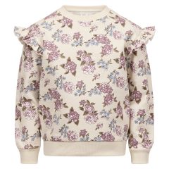 Genser blomstret med volang Beige-lilla