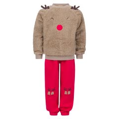 Reinsdyr fleecesett Beige-rød