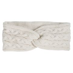 Flettestrikket pannebånd barn Offwhite